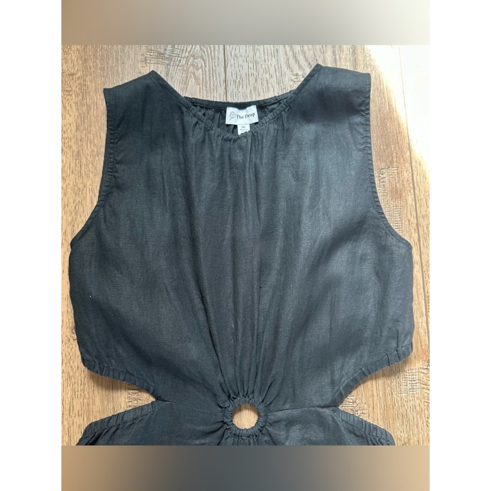 NWT! The Drop Women's Linen Dress, Solid Black, Sadie Cut Out, Summer, Midi, XXL - Picture 4 of 11